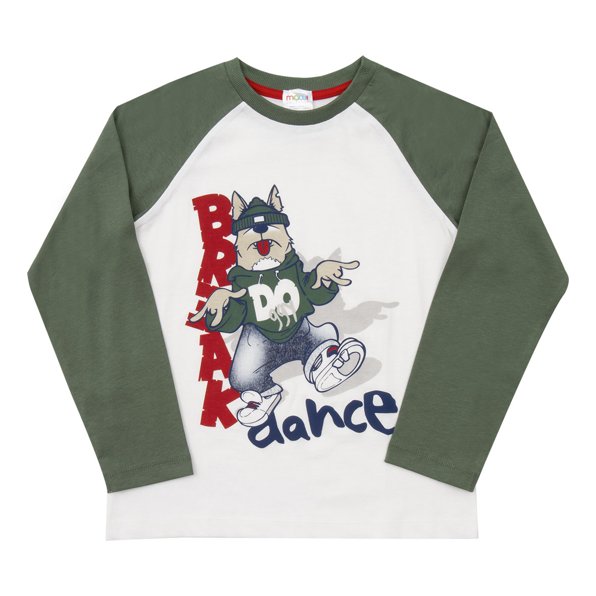 Mawi T-shirt Manica Lunga Raglan Panna Cotone Stampa