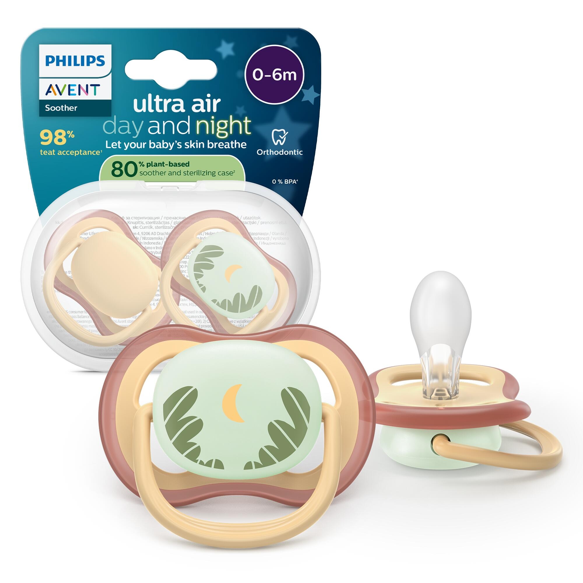 Philips Avent Ultra Air succhietti 0-6 mesi 2 pz giallo verde