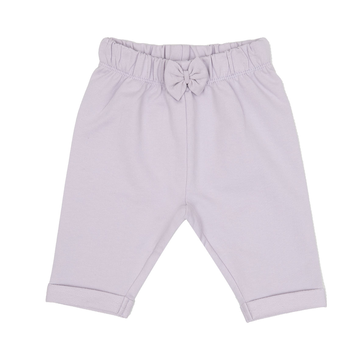 Pantalone felpato bimba lilla con fiocco elastico casual