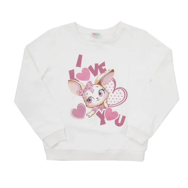 Maglia Jersey Bimba I Love You Rosa Manica Lunga