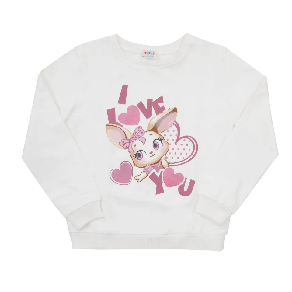 Maglia Jersey Bimba I Love You Rosa Manica Lunga