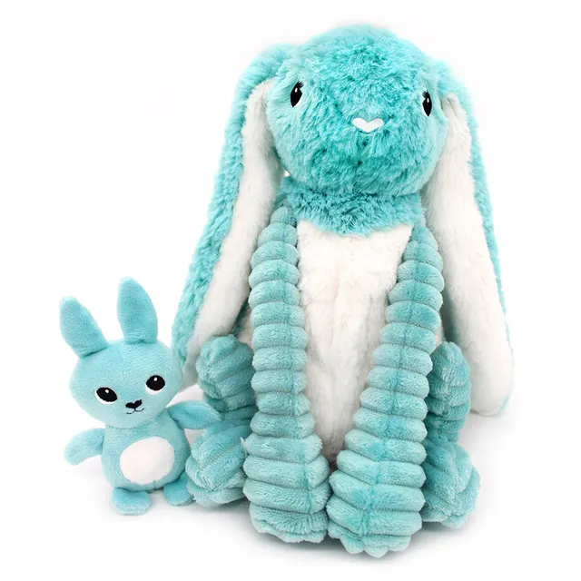 Les Deglingos Ptipotos Toudou Coniglio Peluche Mamma Bebè Blu Aqua