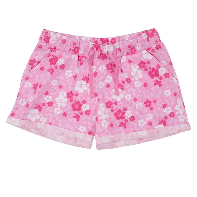 Short jersey bimba rosa floreale con tasche