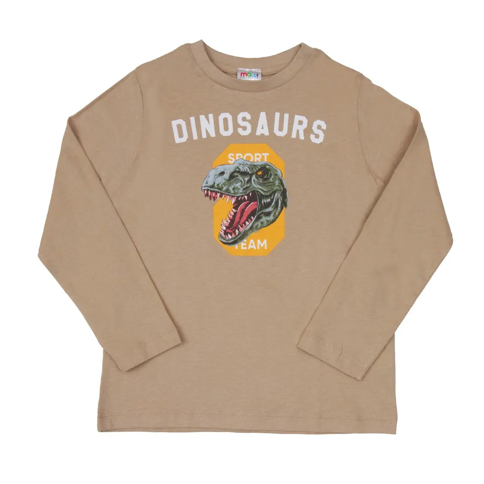 Mawi maglia manica lunga beige con stampa