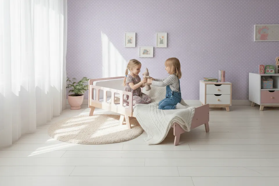 The Dida Crescente Letto Bambini Legno Rosa Materasso
