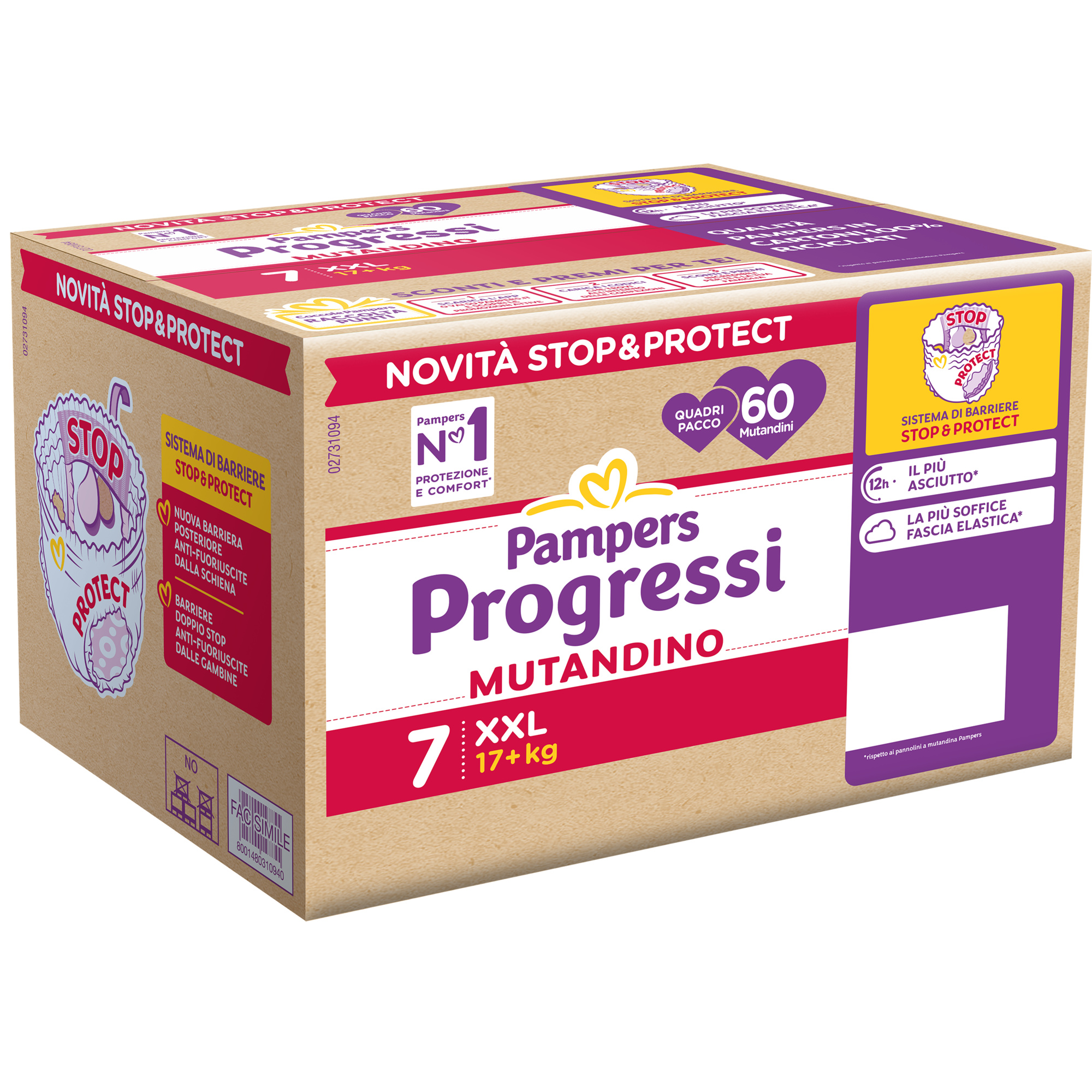 Pampers Progressi Mutandina Quadri XXL x60 da 17 kg