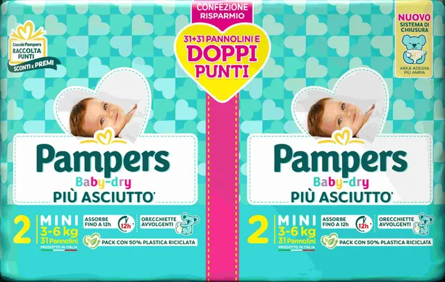 Pampers Baby-Dry pannolini Mini 62 pz assorbenti