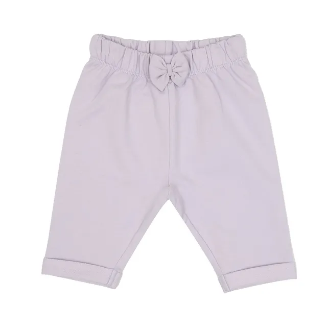 Pantalone felpato bimba lilla con fiocco elastico casual