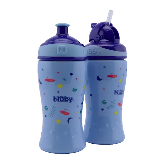 Nuby Flip-It Free Flow borracce bimbo azzurre 2x360 ml