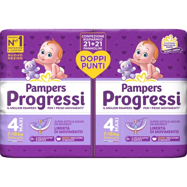 Pampers Progressi Maxi Taglia 4 Pannolini 42 Pezzi