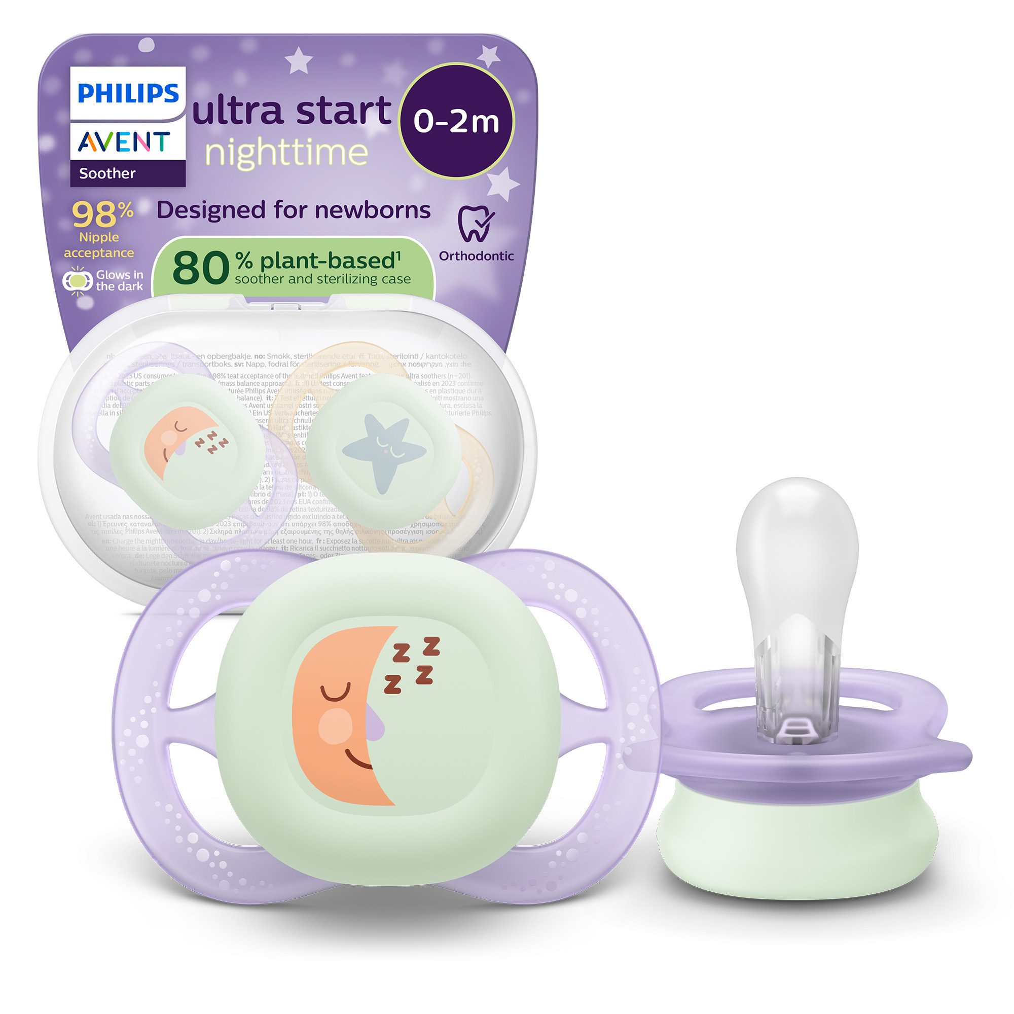 Philips Avent Ultra Start 0-2M Succhietti Night 2 Pezzi