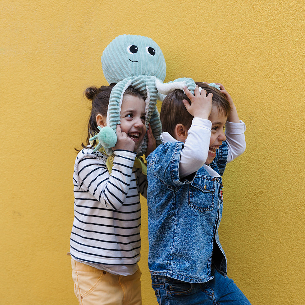 Les Deglingos Ptipotos Filou peluche piovra mamma bebè menta 45cm