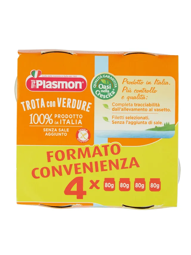 Plasmon Omogeneizzato Trota e Verdure 4x80 g Pesce