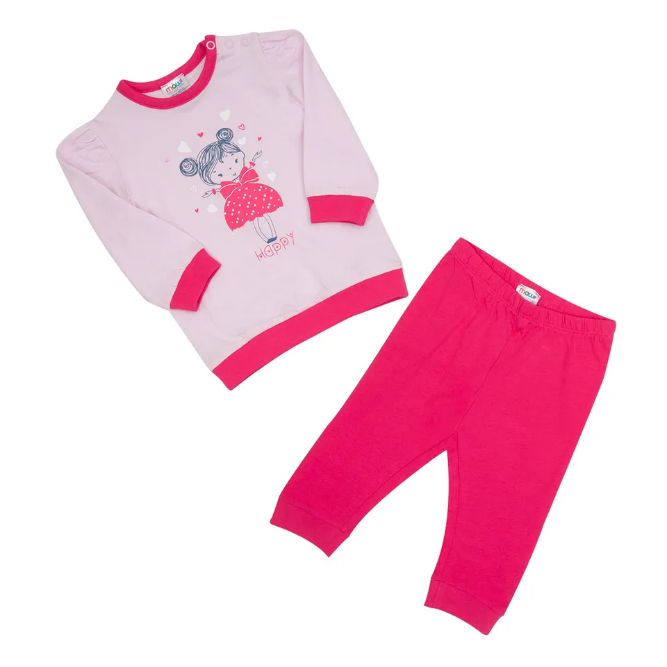 Mawi pigiama bimba Happy maniche lunghe fucsia