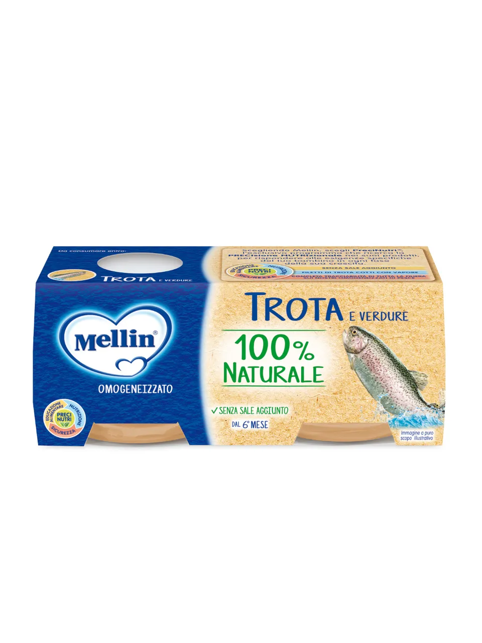 Mellin PreciNutri Trota omogeneizzato 2x80 g senza sale
