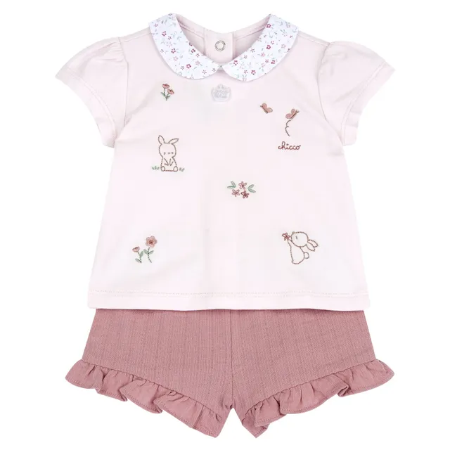 Chicco completo bimba maglietta pantaloncini morbido lavabile