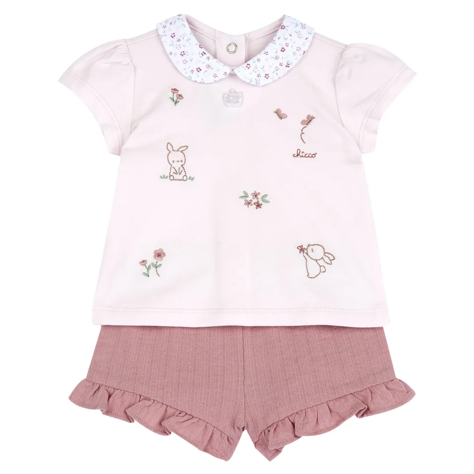 Chicco completo bimba maglietta pantaloncini morbido lavabile