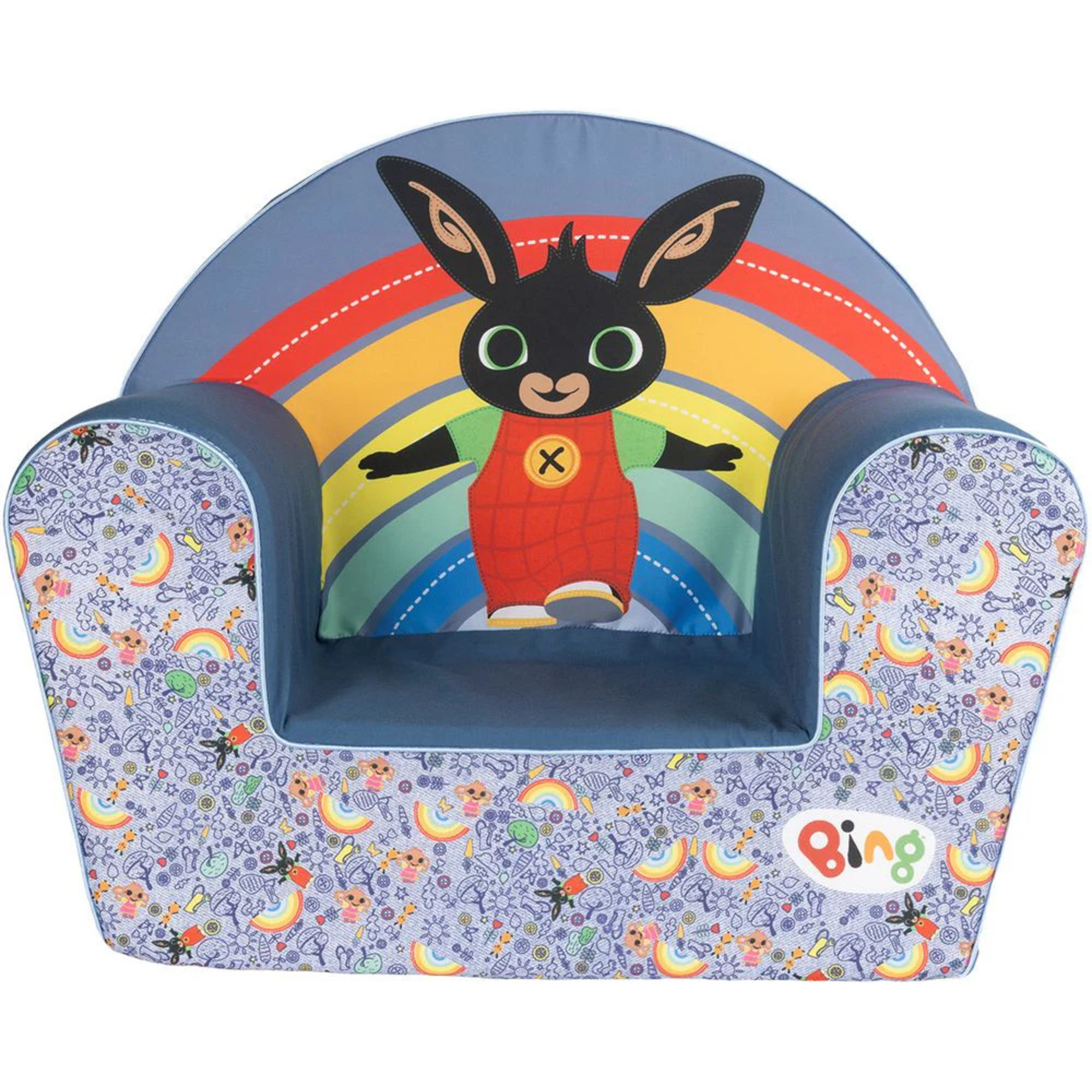 Bing poltroncina bambini jeans con braccioli imbottiti