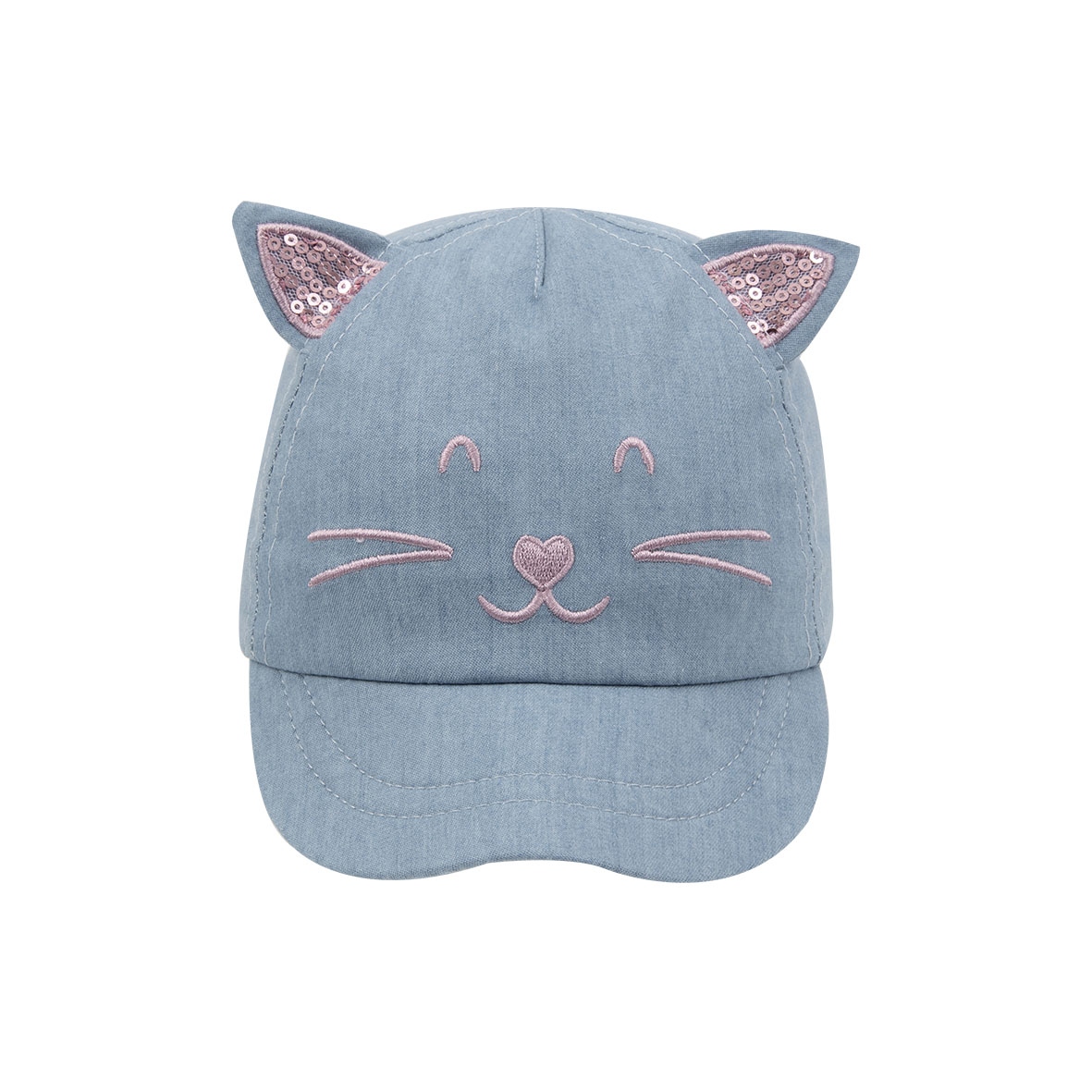 Gattino denim cappello da baseball bimba con orecchie