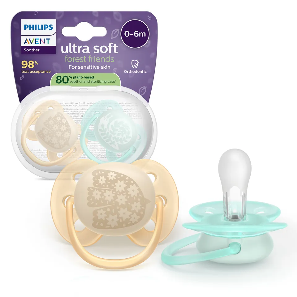 Philips Avent Ultra Soft succhietti 0-6m crema azzurro 2 pz