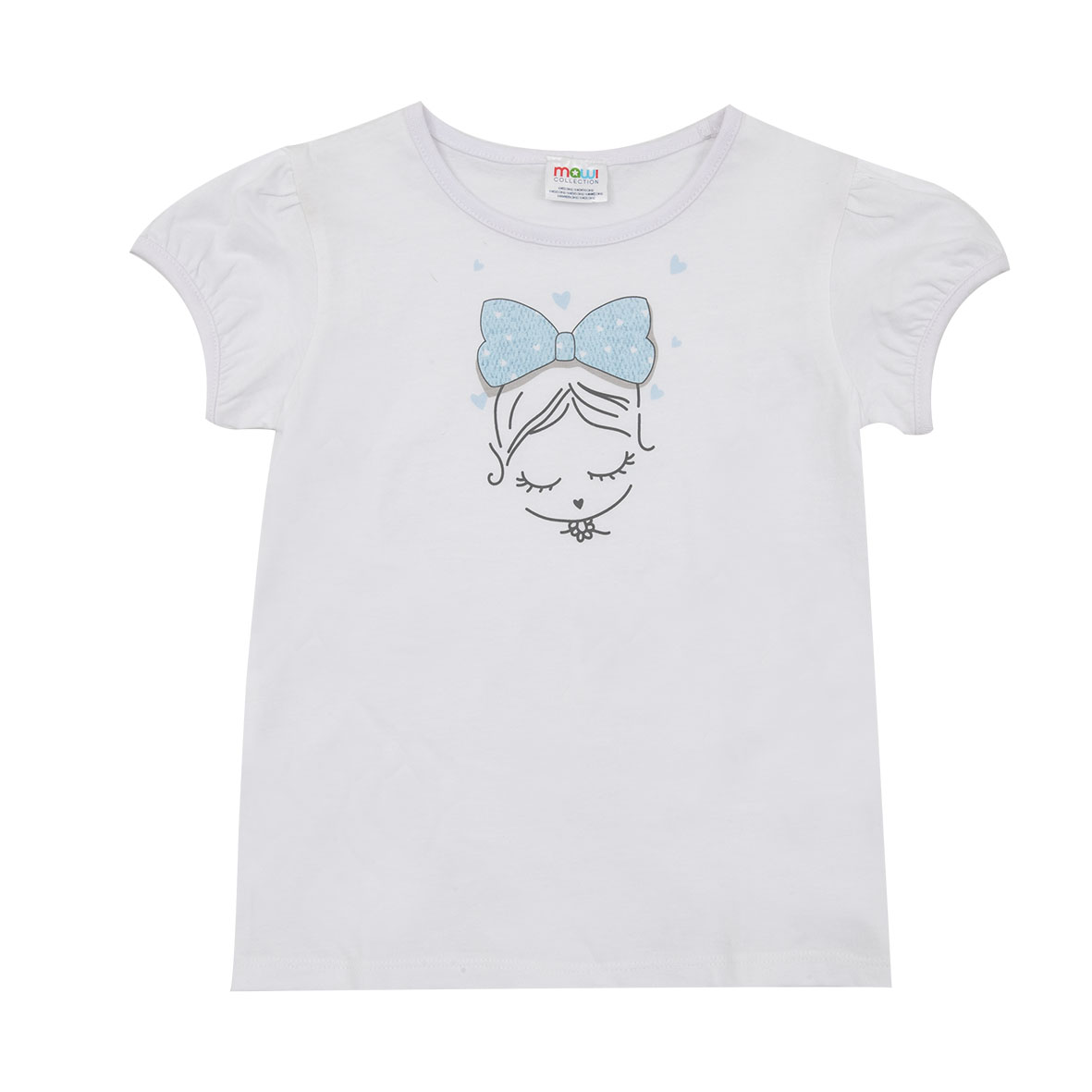 Toys Center Baby t-shirt jersey bimba bianca stampa fiocchetto