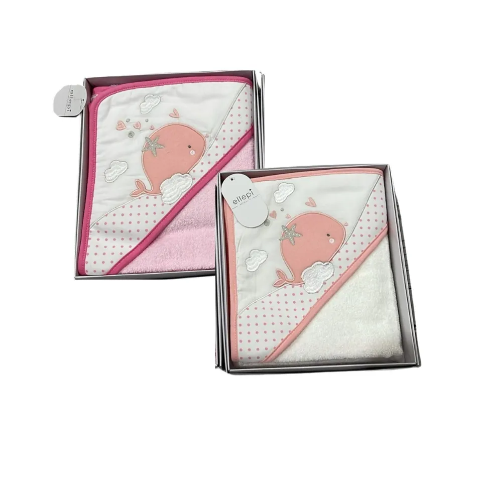 Ellepi Accappatoio Neonata Triangolo Cotone Rosa