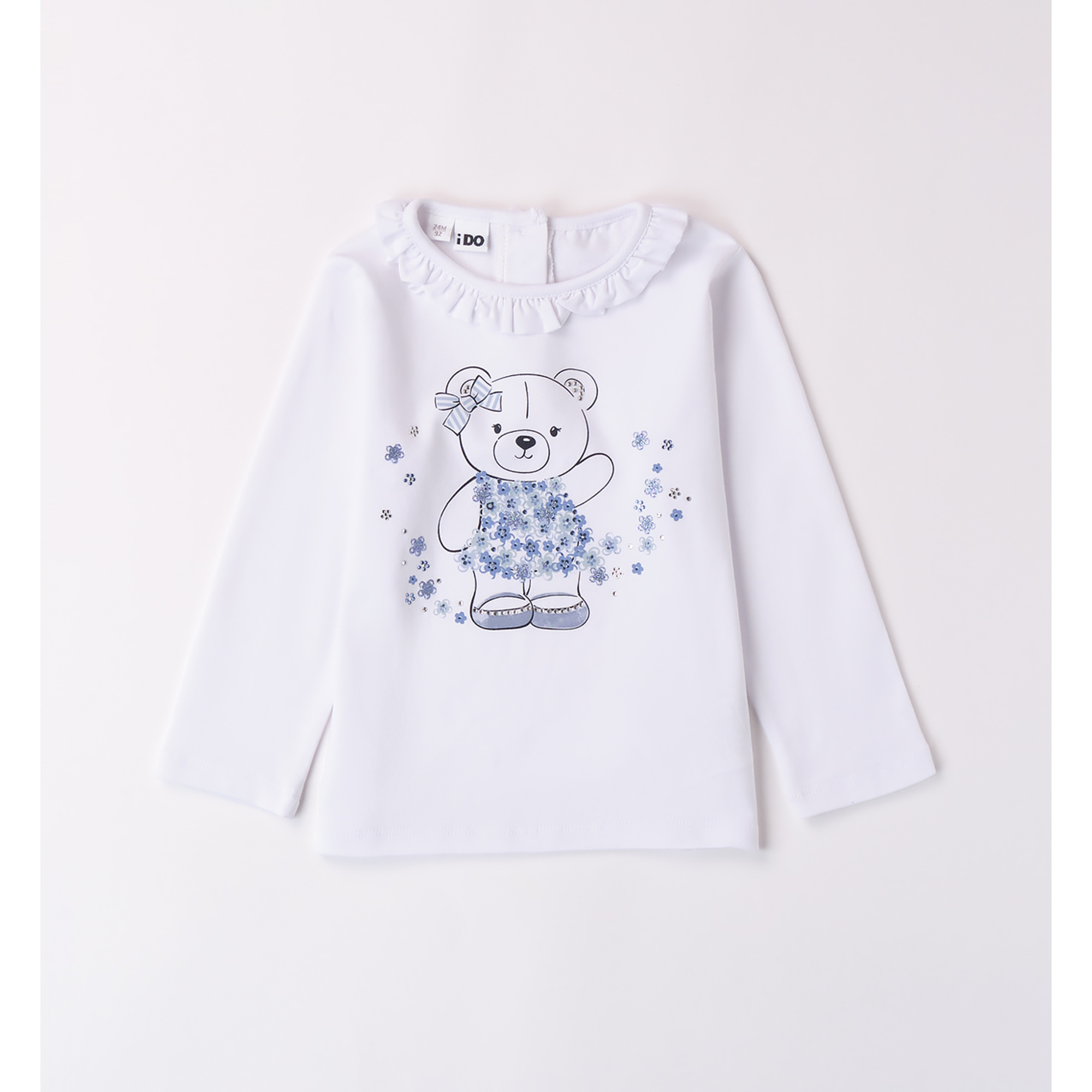 iDO maglietta bambina orsetto bianca manica lunga cotone