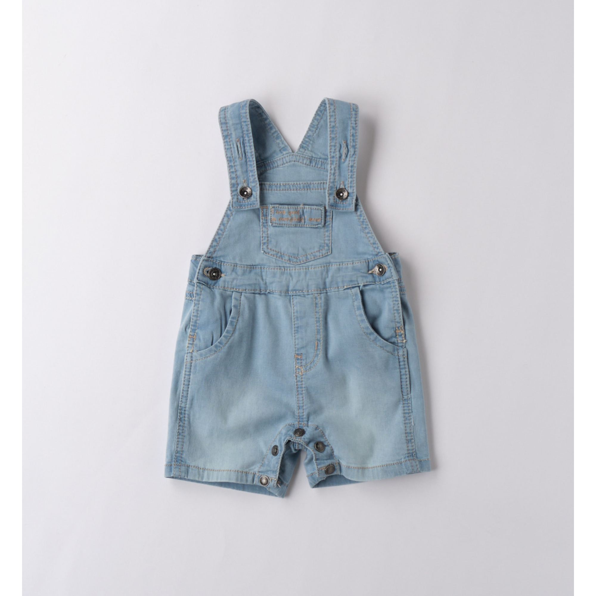iDO Salopette Corta Neonato Denim Stretch 1-24 Mesi
