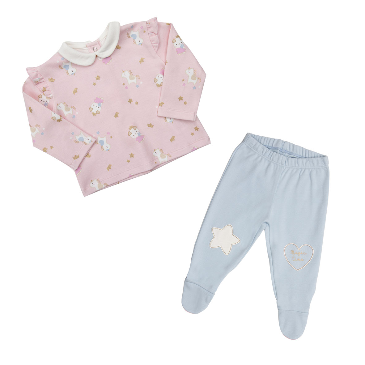 Mawi set 2 pezzi interlock unicorni bimba cotone