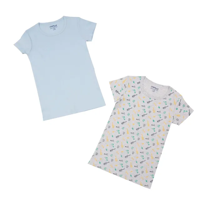 Mawi Music Maglietta Intima Cotone x2 Grigio Azzurro