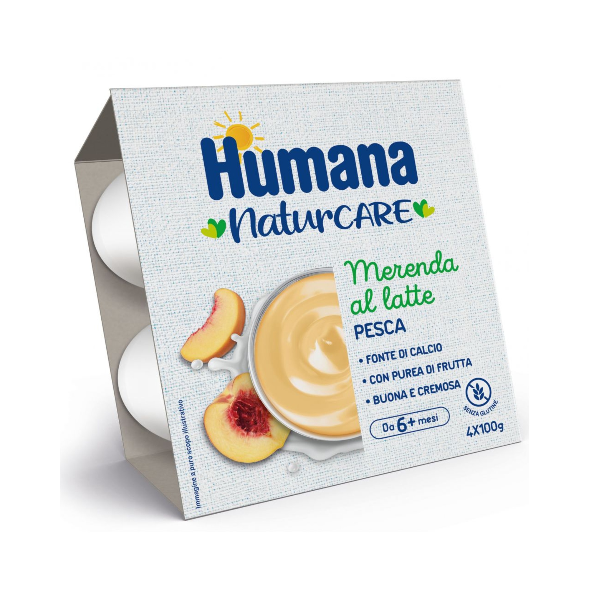 Humana Merenda Latte Pesca 4x100g calcio