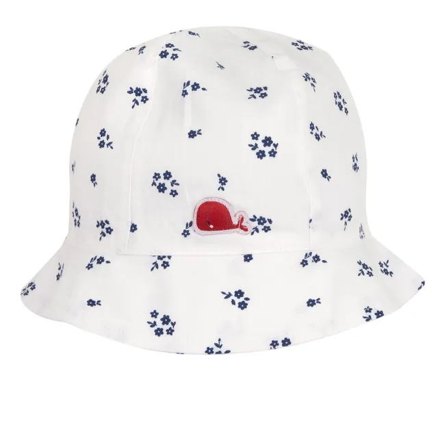 Chicco cappello pescatore bimba bianco fiori blu cotone