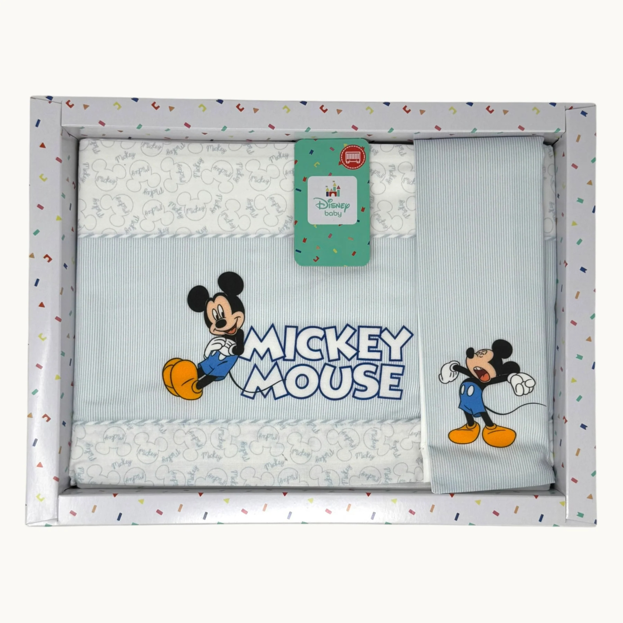 Disney Baby Mickey Mouse completo lenzuola lettino 3 pezzi cotone