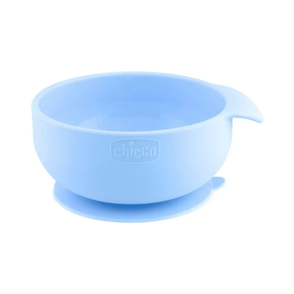 Chicco Ciotola Silicone con Ventosa Azzurra 6m+ BPA Free