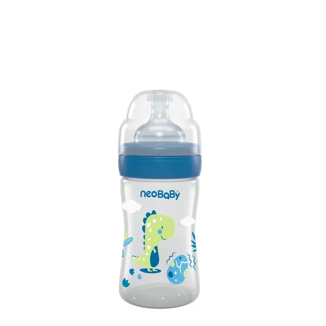 Neobaby biberon collo largo 150 ml silicone blu 0m+