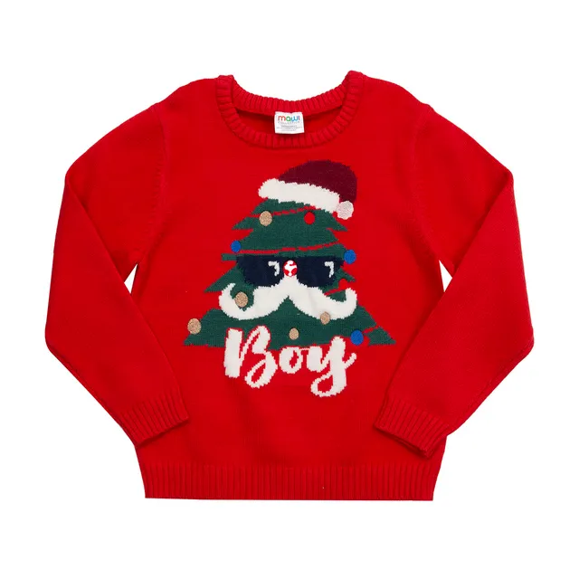 Mawi Family Intarsio Maglia Tricot Bimba Rossa Viscosa