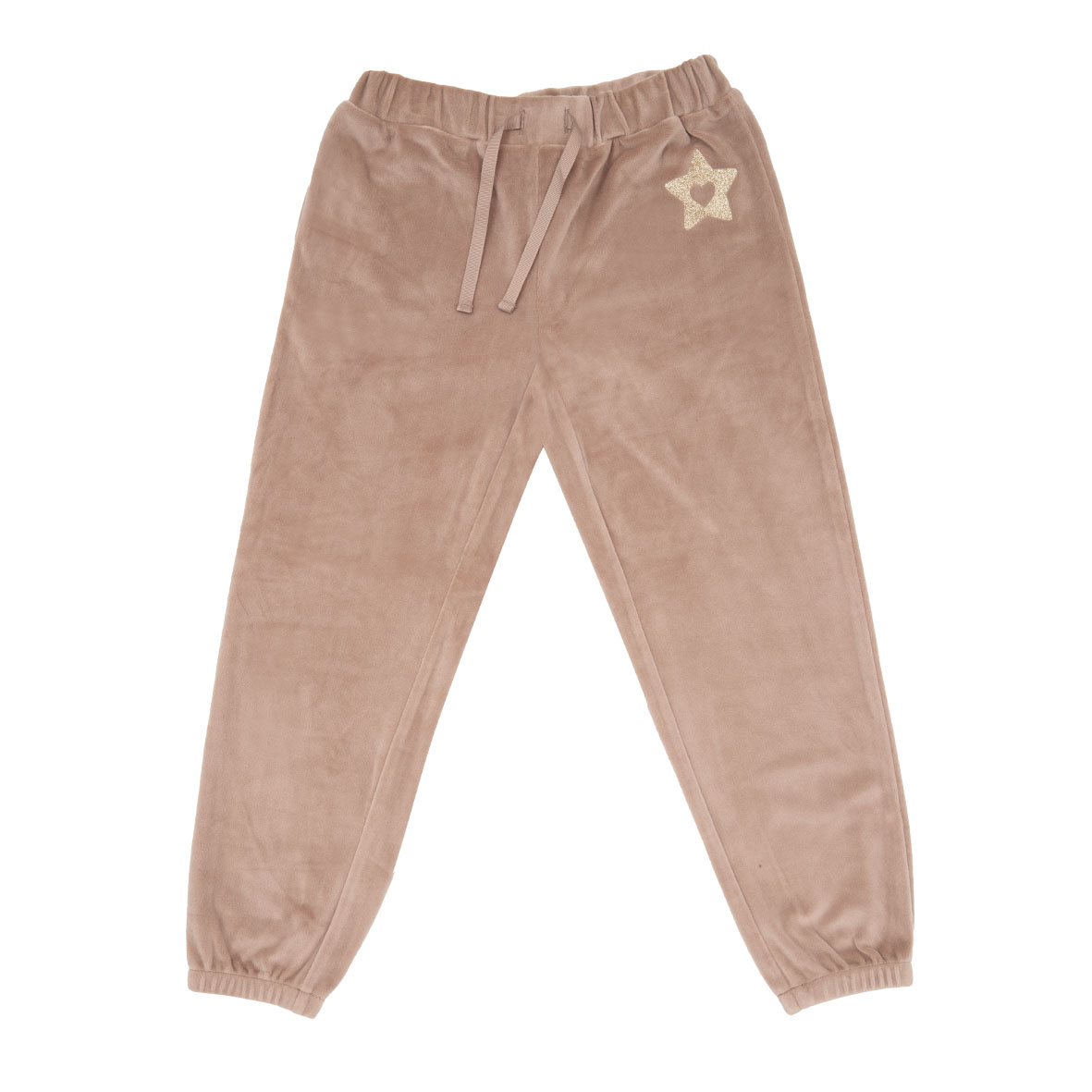 Piccola Stella Pantalone Ciniglia Bimba Beige con Elastico