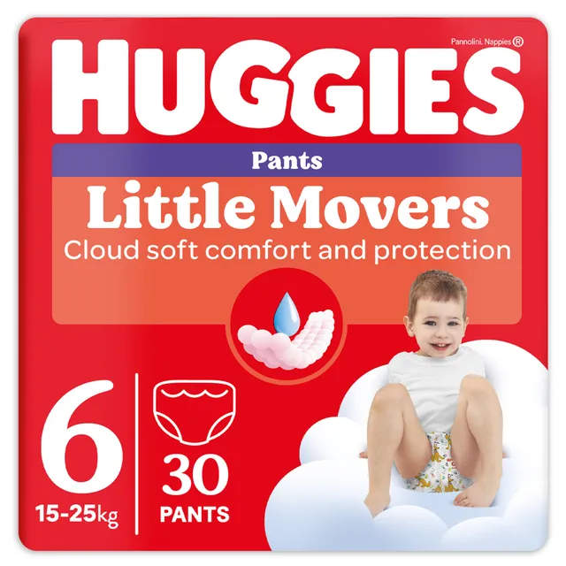 Huggies Little Movers Pannolini Mutandina Tg.6 30 Pezzi 15-25Kg