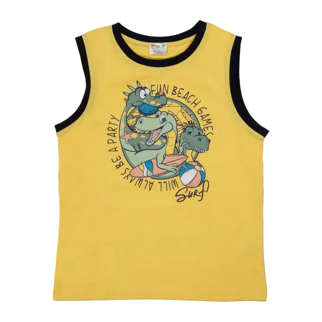Canotta jersey cotone bambina con stampa costine contrasto