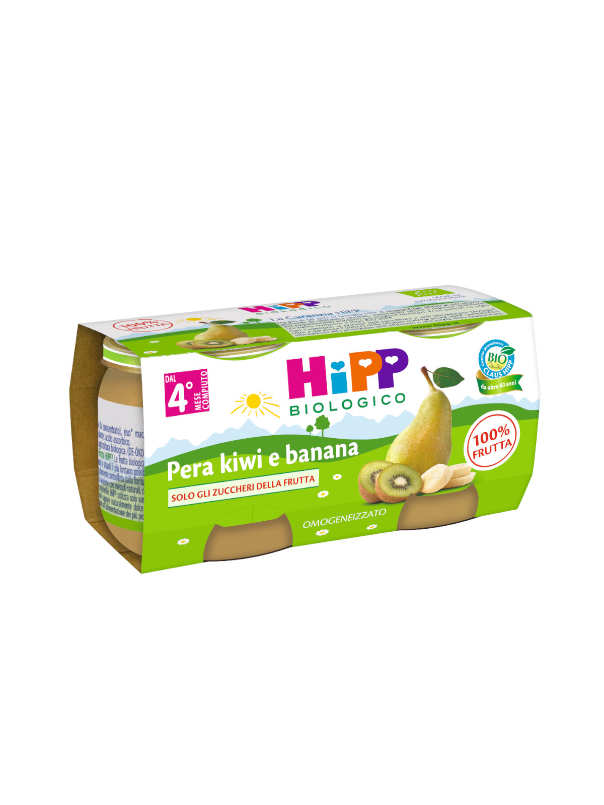 HiPP omogeneizzato frutta kiwi banana pera bio 2x80g