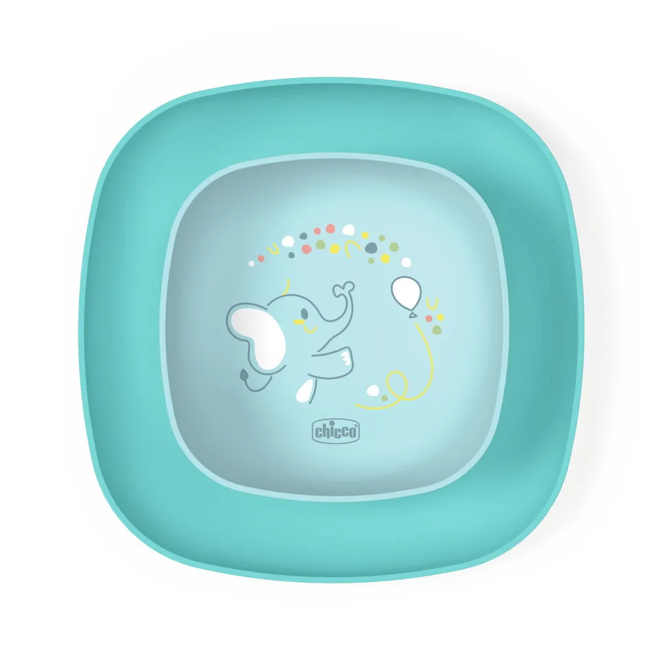 Chicco Set 12m+ piatto piano e ciotola pappa azzurro