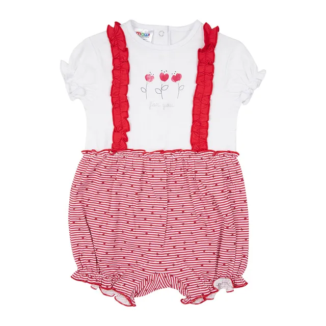 Pagliaccetto jersey bimba bianco rosso con rouches
