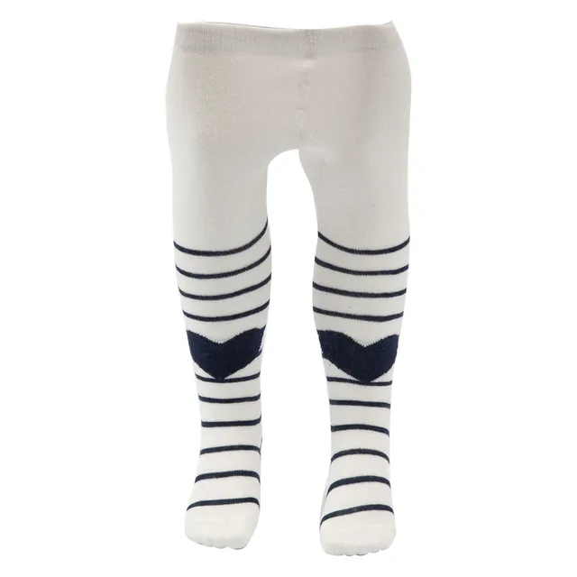 Mawi collant bimba cuore righe cotone panna blu
