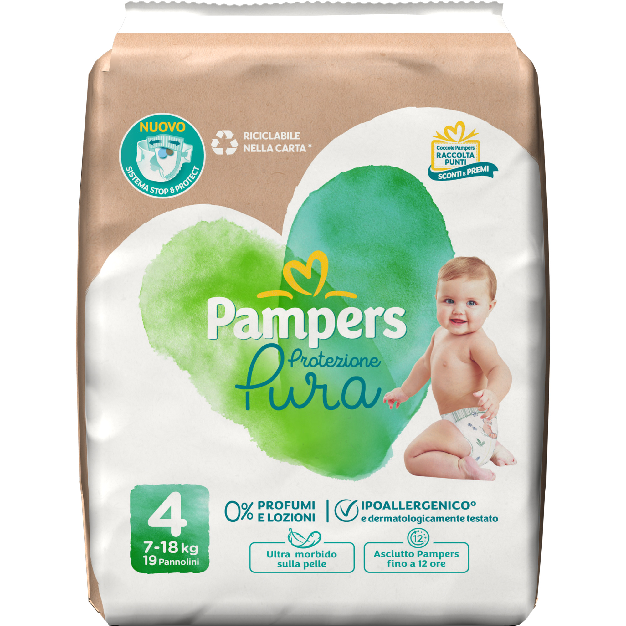 Pampers Protezione Pura Maxi Pannolini Tg 4 19 Pezzi Cotone