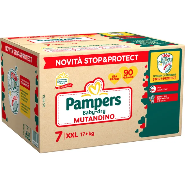 Pampers Baby-Dry Pannolino Mutandina Taglia 7 17+ kg 90 pz