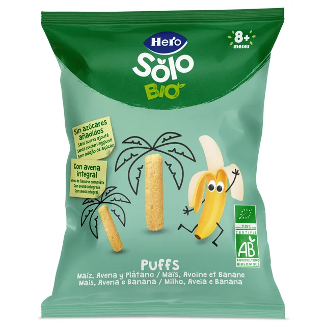 Hero Solo snack puff avena banana bio 25g da 8 mesi