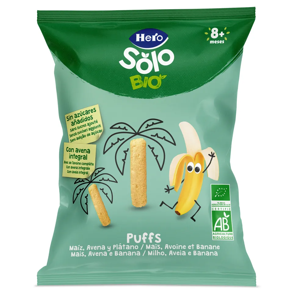 Hero Solo snack puff avena banana bio 25g da 8 mesi