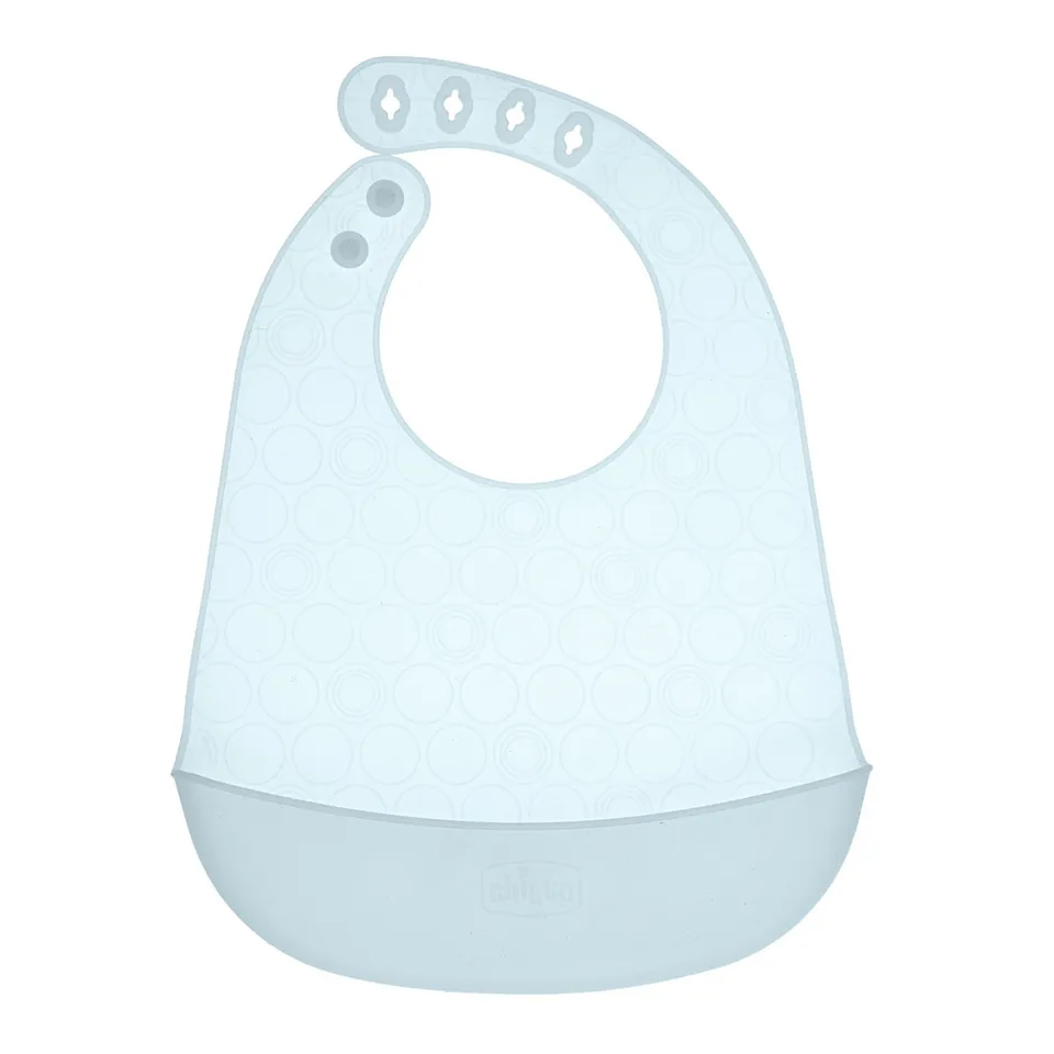 Chicco Bavaglino Silicone con Tasca Azzurro impermeabile