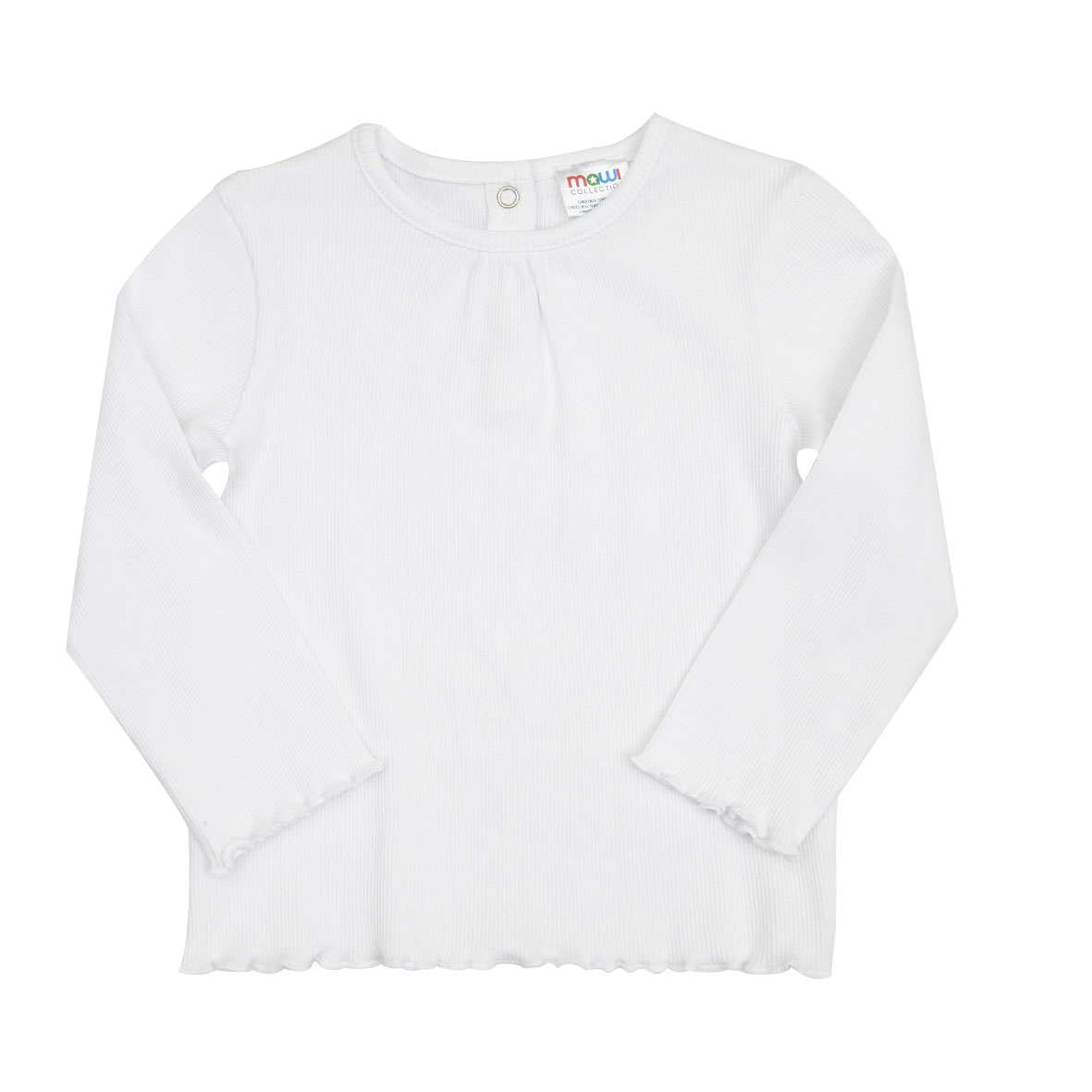 T-shirt manica lunga costina bimba bianca bottoni clip