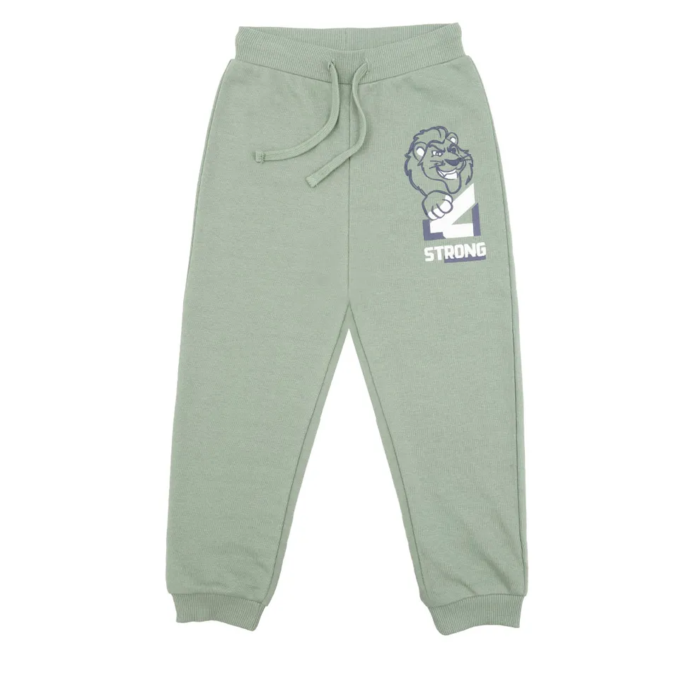 Pantalone felpato bimbo verde leone con elastico
